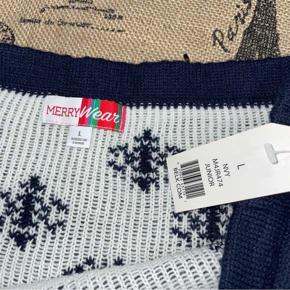 Merry Wear NWT! Junior Navy/White Christmas Skirt Size L - Picture 4 of 8
